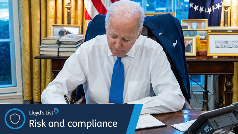 US President Joe Biden signs an executive order for economic sanctions against Russia