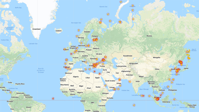 Lloyd’s List Intelligence Seasearcher: Sovcomflot fleet on the water, as of April 26, 2022.