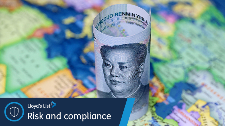 Chinese yuan on Middle East map