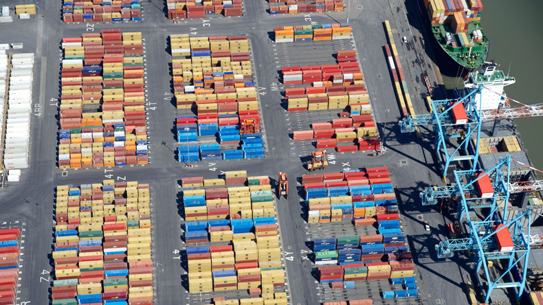 Containers being loaded at Bootle Docks, Liverpool