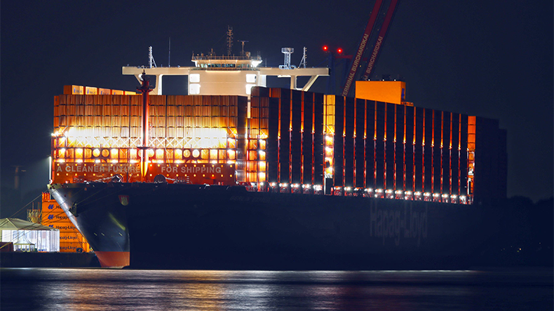 Berlin Express at night at port