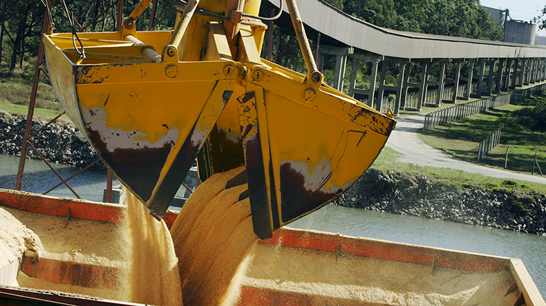 Bulker loading soya in Brazil