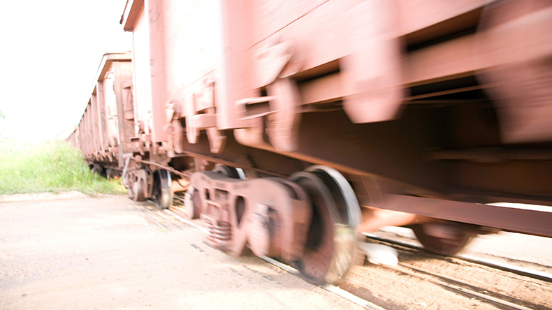 Train on a railroad at Miranda, Mato Grosso do Sul, Brazil