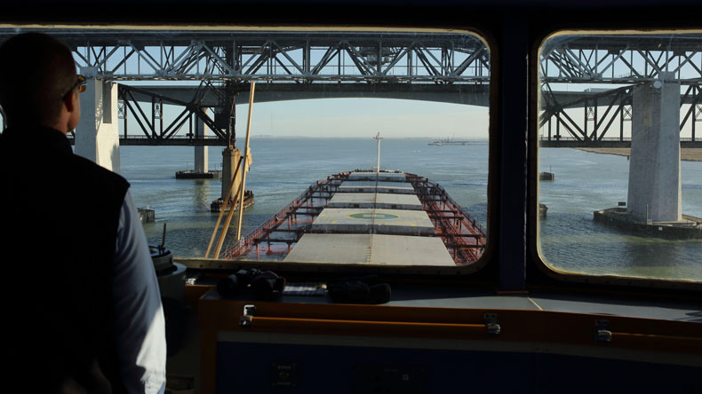 Panamax bulker deck view