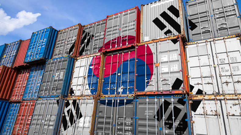 South Korean flag on containers