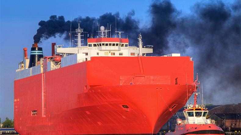 Huge ship heading for port