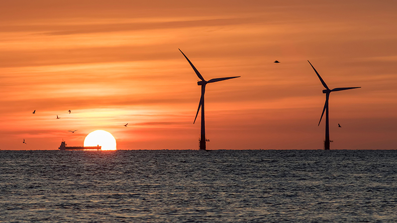 Offshore windfarm turbines tackling climate change
