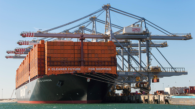 Berlin Express containership at Hamburg port