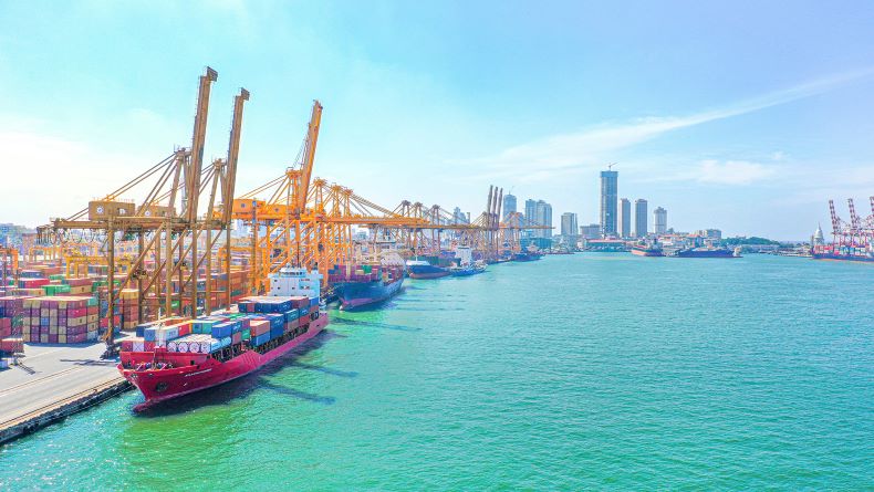 Overview of Colombo port in Sri Lanka