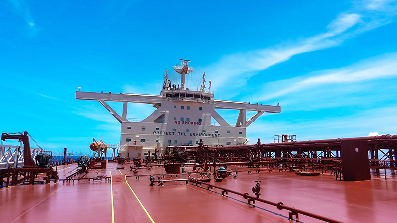 View of the bridge of an oil tanker