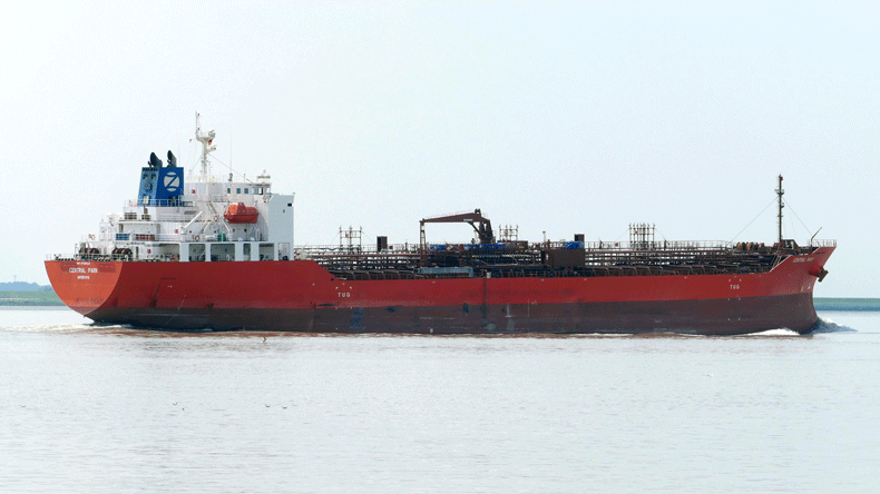Chemical tanker Central Park on river Elbe
