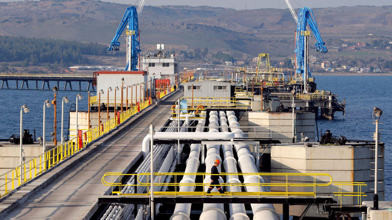 Oil pipes at Ceyhan, on Türkiye's Mediterranean coast