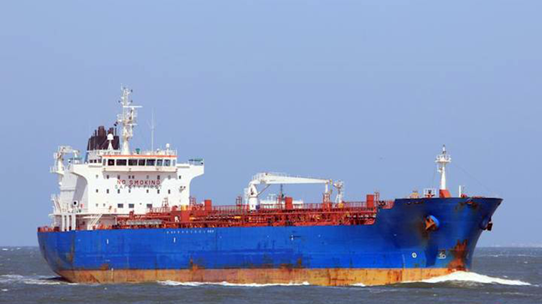 Combined chemical and oil tanker at sea