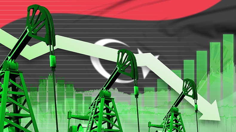 Chart on Libya flag background, 3D Illustration
