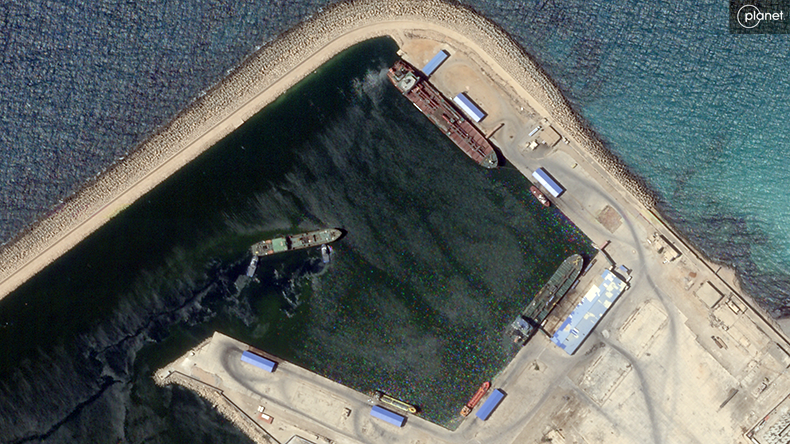 Aerial view of port of Benghazi in Libya