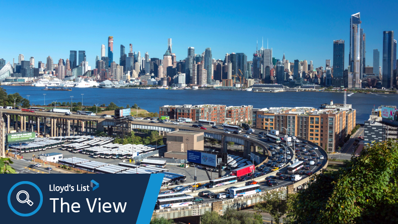 View of Manhattan from New Jersey on a sunny day