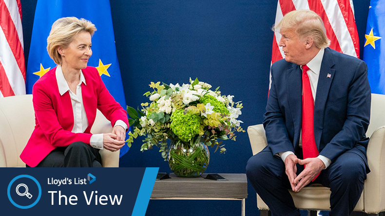 President Donald J. Trump meets with the President of the European Commission Ursula von der Leyen during the 50th Annual World Economic Forum