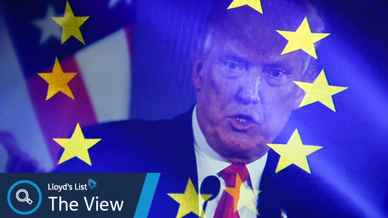 Donald Trump with EU stars in a composite