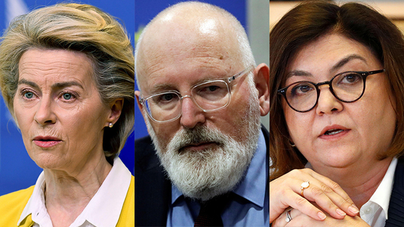 From left: Ursula von der Leyen, Frans Timmermans and Adina Vălean, European Commission