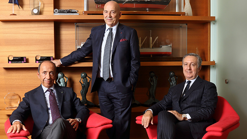 From left, Gianluca Grimaldi, Emanuele Grimaldi and Diego Pacella, Grimaldi Group