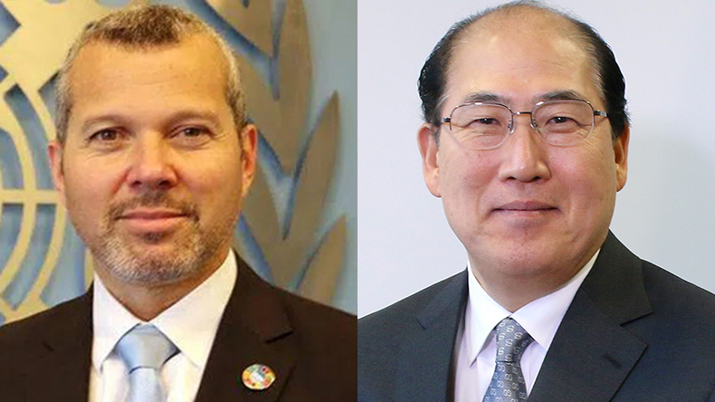 Arsenio Dominguez, left, and Kitack Lim, International Maritime Organization