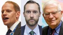 From left: Bradley Smith (Ofac), Giles Thomson (OFSI) and Josep Borrell (EU, foreign policy chief)