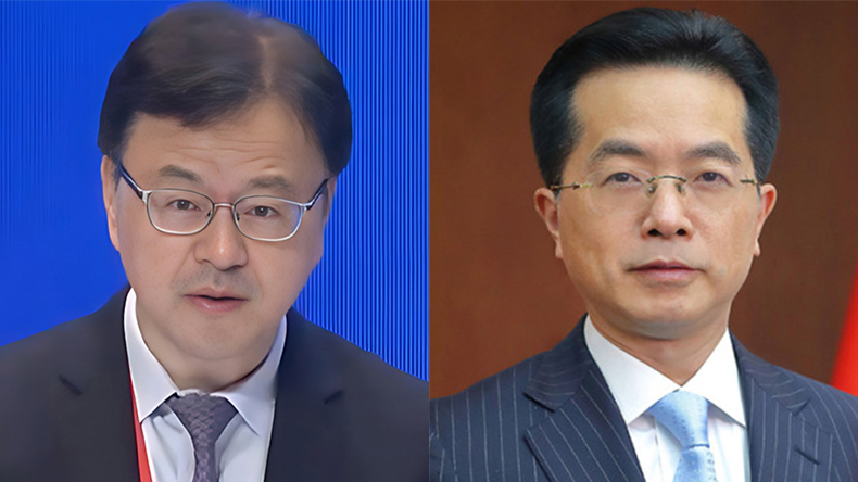 Wan Min, left, China Cosco Shipping Corp and Miao Jianmin, China Merchants