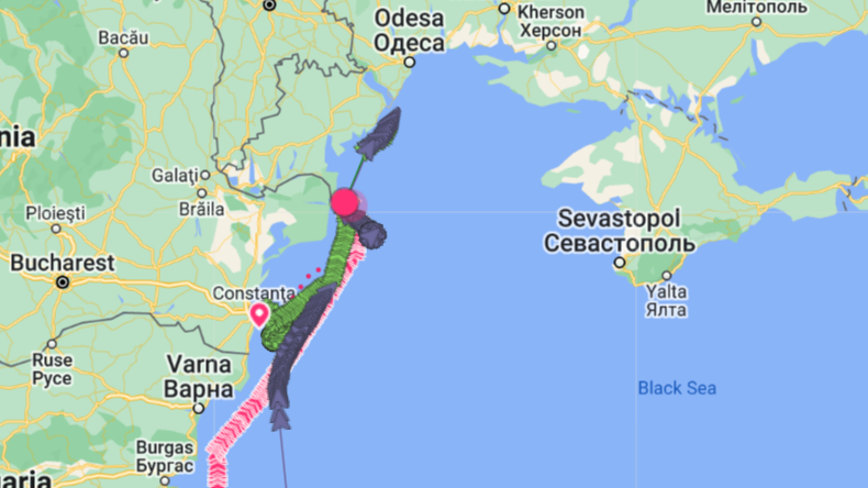 Map of ships sailing in Black Sea