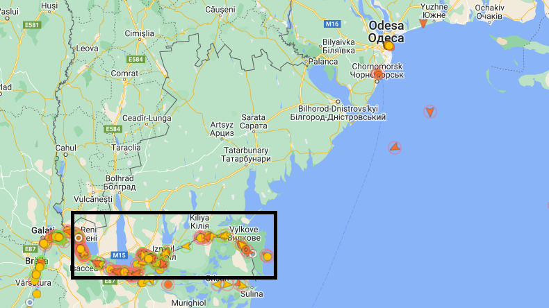 Danube ports highlighted in relation to Odesa region, Black Sea