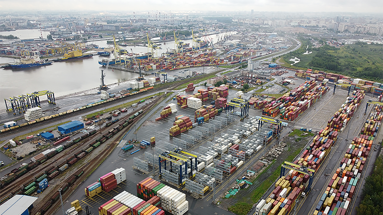 Container terminal in Ust-Luga port