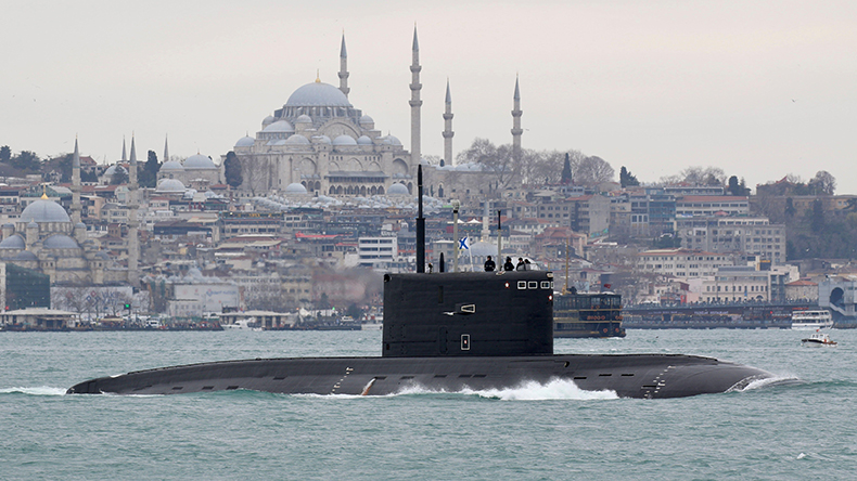 Russian Navy’s submarine, Rostov-on-Don, on its way to the Black Sea on February 13, 2022