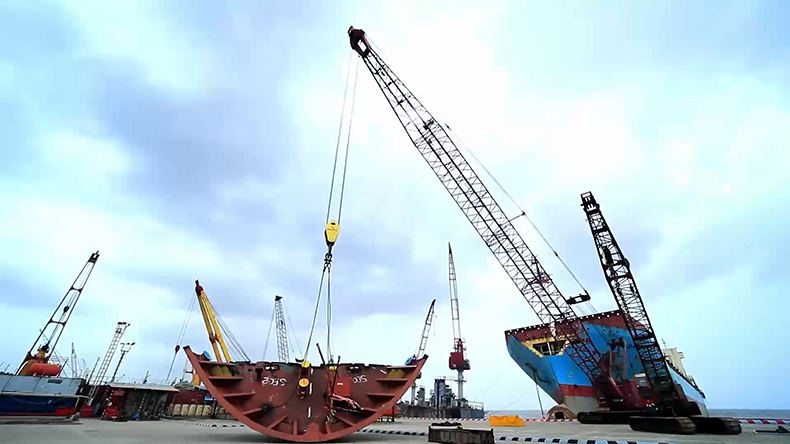Ship breaking yard in  Alang, India